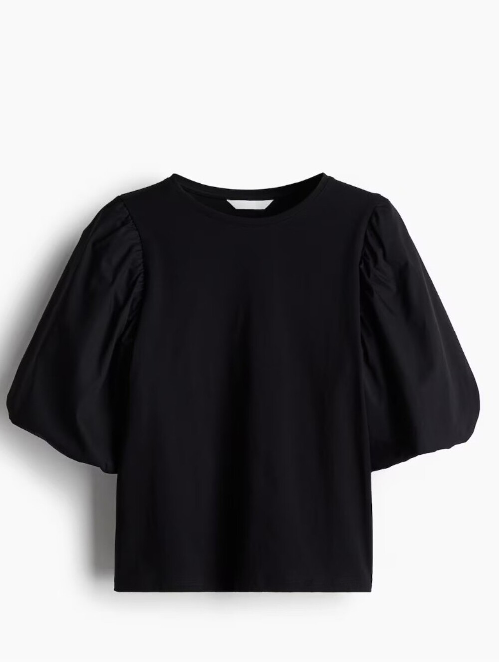 MELLODAY Black Puff Sleeve Short-Sleeve Tee